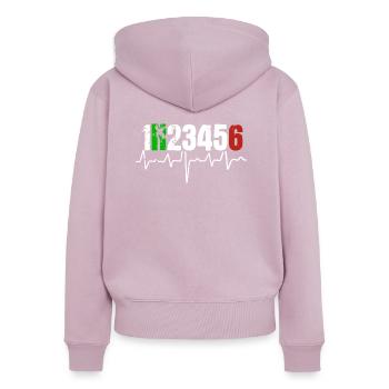 Motorcycle Heartbeat Gear Shift Biker Gift - Women's Premium Organic Zip Hoodie - dusky pink - Back - Julia (174cm)