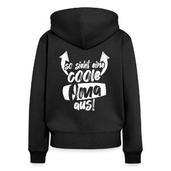 So sieht eine coole Oma aus Großmutter Geschenk - Frauen Premium Bio Zip Hoodie - Schwarz - Hinten - Julia (174cm)