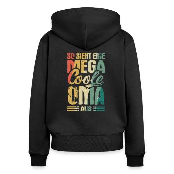 So Sieht ein Mega Cooler Oma aus Vintage Geschenk - Frauen Premium Bio Zip Hoodie - Schwarz - Hinten - Julia (174cm)
