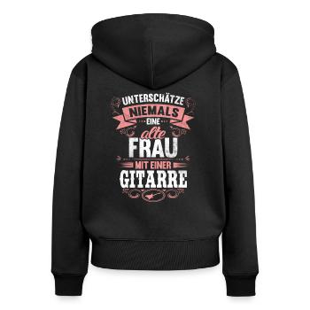 Gitarristen Gitarre Gitarrenspieler Frau Vintage - Frauen Premium Bio Zip Hoodie - Schwarz - Hinten - Julia (174cm)