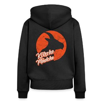 Kölsche Mädche Köln Kölnerin Geißbock - Frauen Premium Bio Zip Hoodie - Schwarz - Hinten - Julia (174cm)