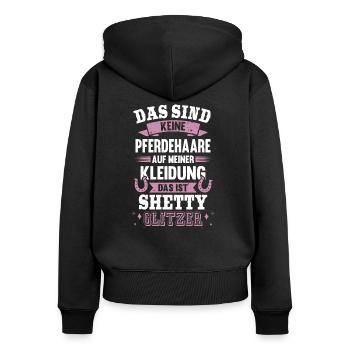 Shetty Glitzer Pferdehaare Pferd Reiter Geschenk - Frauen Premium Bio Zip Hoodie - Schwarz - Hinten - Julia (174cm)