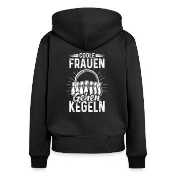 Coole Frauen Gehen Kegeln Spruch Kegelclub - Frauen Premium Bio Zip Hoodie - Schwarz - Hinten - Julia (174cm)