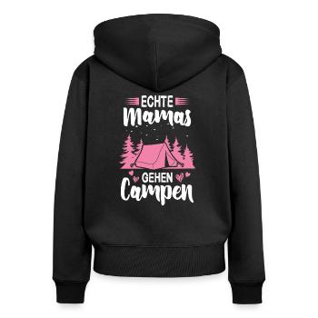 Echte Mamas Gehen Campen Campingplatz Camping Mama - Frauen Premium Bio Zip Hoodie - Schwarz - Hinten - Julia (174cm)