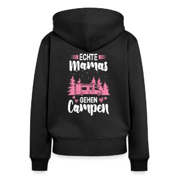 Echte Mamas Gehen Campen Wohnmobil Camping Mama - Frauen Premium Bio Zip Hoodie - Schwarz - Hinten - Julia (174cm)