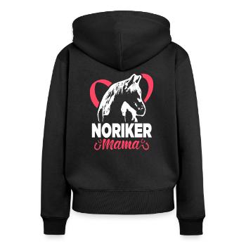 Noriker Mama Reiterin Dressurreiten Pferde Mädchen - Frauen Premium Bio Zip Hoodie - Schwarz - Hinten - Julia (174cm)