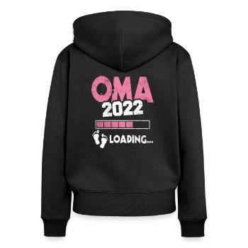 Werdende Oma 2022 Loading Nachwuchs Großmutter - Frauen Premium Bio Zip Hoodie - Schwarz - Hinten - Julia (174cm)