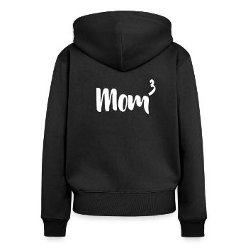 Maman 3 enfants Fête des mères Cadeau - Sweat à capuche zippé Premium bio Femme - noir - Dos - Julia (174cm)