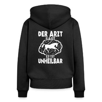 Reiten ist Unheilbar Pferd Reiterin Reiter - Frauen Premium Bio Zip Hoodie - Schwarz - Hinten - Julia (174cm)