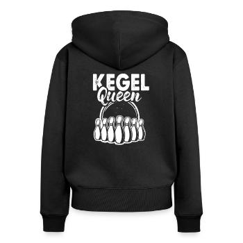 Kegel Queen Kegeln Kegelclub Lustig - Frauen Premium Bio Zip Hoodie - Schwarz - Hinten - Julia (174cm)