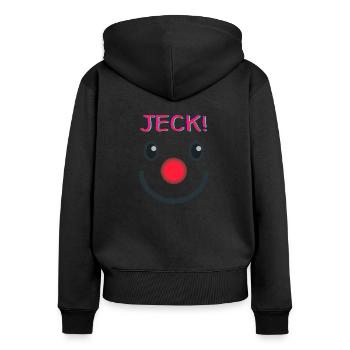 Jeck mit Ausrufezeichen - Frauen Premium Bio Zip Hoodie - Schwarz - Hinten - Julia (174cm)