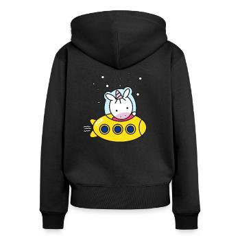 T-Shirt Unicorn Yellow Submarine Gift Idea - Women's Premium Organic Zip Hoodie - black - Back - Julia (174cm)