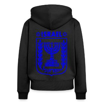 Menorah Coat of Arms of Israel Coat of Arms of Israel - Women's Premium Organic Zip Hoodie - black - Back - Julia (174cm)