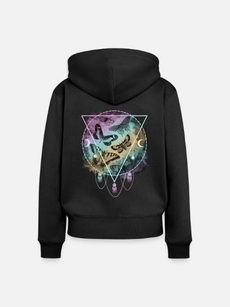 Bunte Schmetterlinge Pastel Goth - Frauen Premium Bio Zip Hoodie - Schwarz