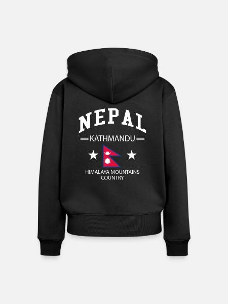 Nepal - Frauen Premium Bio Zip Hoodie - Schwarz