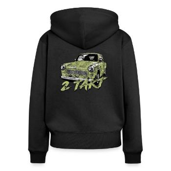  601 Panamagrün - Frauen Premium Bio Zip Hoodie - Schwarz - Hinten - Julia (174cm)