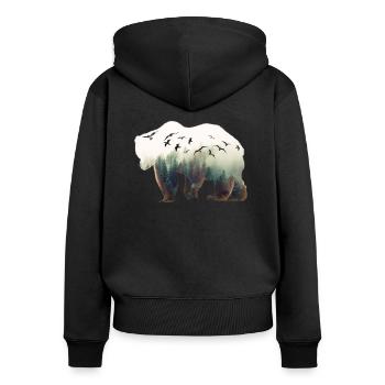 Ours nature - Sweat à capuche zippé Premium bio Femme - noir - Dos - Julia (174cm)