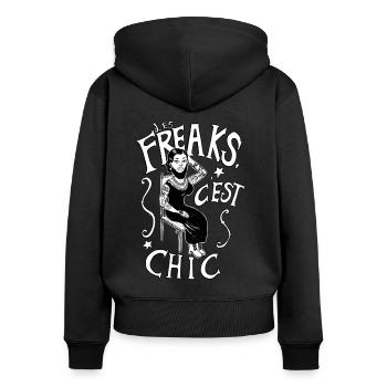 freaks - Women's Premium Organic Zip Hoodie - black - Back - Julia (174cm)