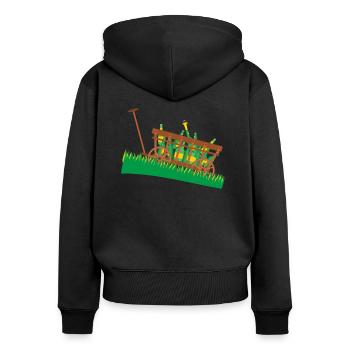 Kohlfahrt Alkohol Feiern Kalt Bollerwagen Geschenk - Frauen Premium Bio Zip Hoodie - Schwarz - Hinten - Julia (174cm)