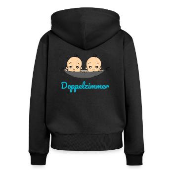 Doppelzimmer Baby Zwillinge Schwangerschaft - Frauen Premium Bio Zip Hoodie - Schwarz - Hinten - Julia (174cm)