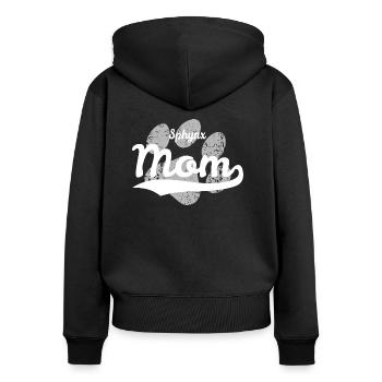 Sphynx Mom - Frauen Premium Bio Zip Hoodie - Schwarz - Hinten - Julia (174cm)