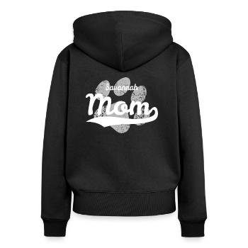 Savannah Mom - Frauen Premium Bio Zip Hoodie - Schwarz - Hinten - Julia (174cm)