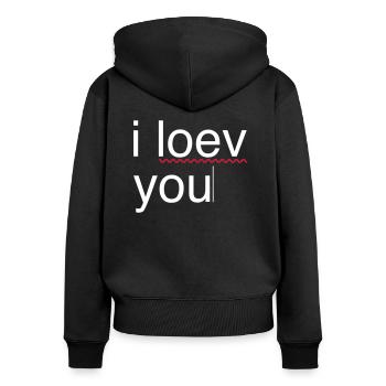 ich liebe dich Fehler - Frauen Premium Bio Zip Hoodie - Schwarz - Hinten - Julia (174cm)