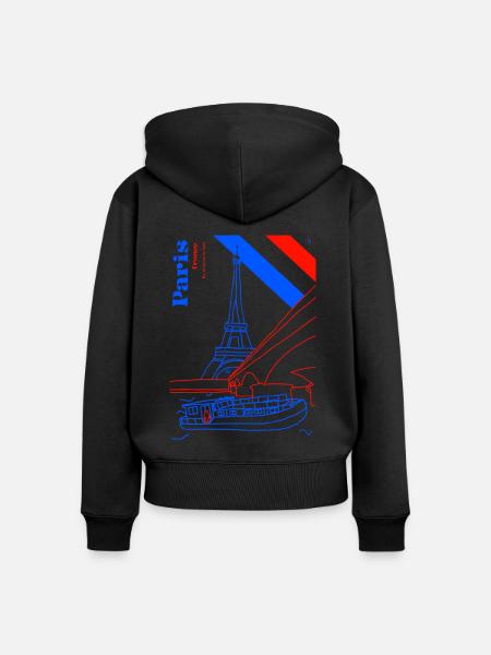 Paris und seine Eiserne Lady - Frauen Premium Bio Zip Hoodie - Schwarz