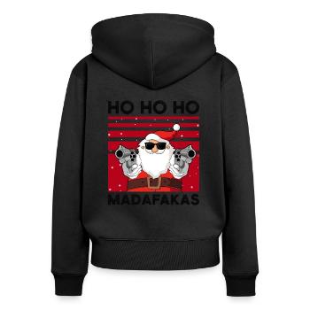 Weihnachtsmann - Frauen Premium Bio Zip Hoodie - Schwarz - Hinten - Julia (174cm)