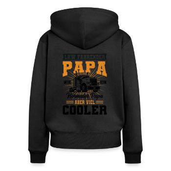 LKW Fahrer - Frauen Premium Bio Zip Hoodie - Schwarz - Hinten - Julia (174cm)