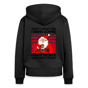 Weihnachtsmann - Frauen Premium Bio Zip Hoodie - Schwarz - Hinten - Julia (174cm)