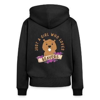 Biber - Frauen Premium Bio Zip Hoodie - Schwarz - Hinten - Julia (174cm)