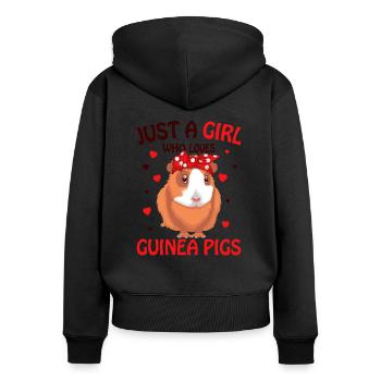 Cochon d'Inde - Sweat à capuche zippé Premium bio Femme - noir - Dos - Julia (174cm)