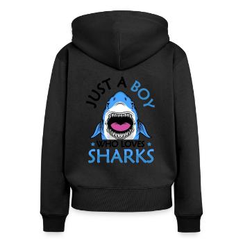 Shark - Women's Premium Organic Zip Hoodie - black - Back - Julia (174cm)