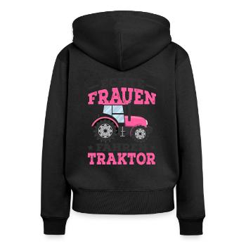 Landwirtin - Frauen Premium Bio Zip Hoodie - Schwarz - Hinten - Julia (174cm)