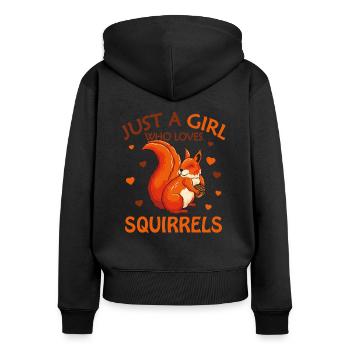 Eichhörnchen - Frauen Premium Bio Zip Hoodie - Schwarz - Hinten - Julia (174cm)