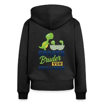 Großer Bruder Zwillinge - Frauen Premium Bio Zip Hoodie - Schwarz - Hinten - Julia (174cm)