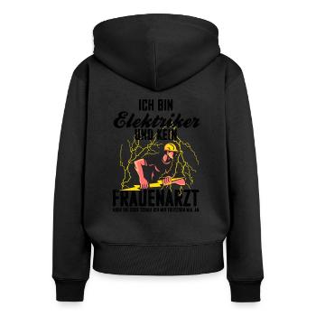 Elektriker - Frauen Premium Bio Zip Hoodie - Schwarz - Hinten - Julia (174cm)