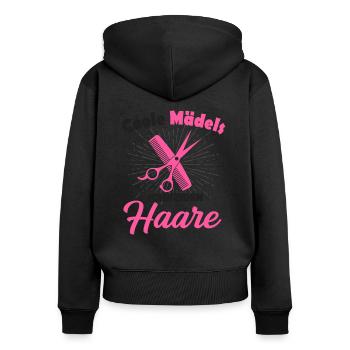 Friseurin - Frauen Premium Bio Zip Hoodie - Schwarz - Hinten - Julia (174cm)