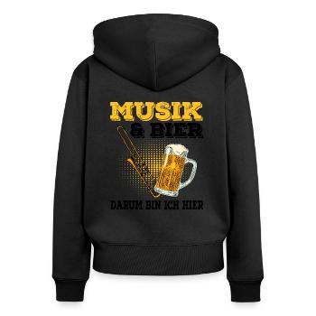 Posaune - Frauen Premium Bio Zip Hoodie - Schwarz - Hinten - Julia (174cm)