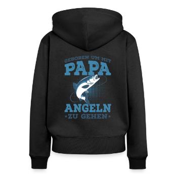 Angeln - Frauen Premium Bio Zip Hoodie - Schwarz - Hinten - Julia (174cm)