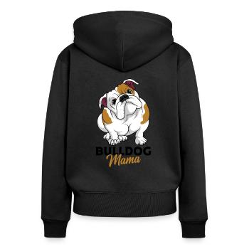 Englische Bulldogge - Frauen Premium Bio Zip Hoodie - Schwarz - Hinten - Julia (174cm)