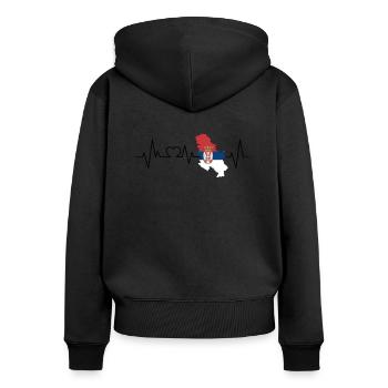 Battement de coeur de la Serbie - Sweat à capuche zippé Premium bio Femme - noir - Dos - Julia (174cm)