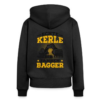 Baggerfahrer - Frauen Premium Bio Zip Hoodie - Schwarz - Hinten - Julia (174cm)
