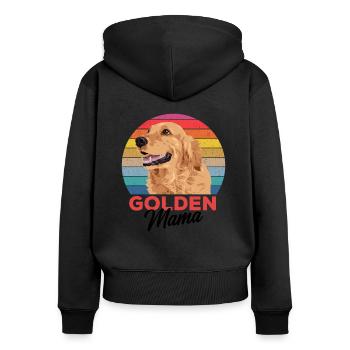 Golden Retriever - Frauen Premium Bio Zip Hoodie - Schwarz - Hinten - Julia (174cm)