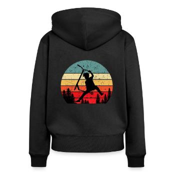 Scooter - Frauen Premium Bio Zip Hoodie - Schwarz - Hinten - Julia (174cm)