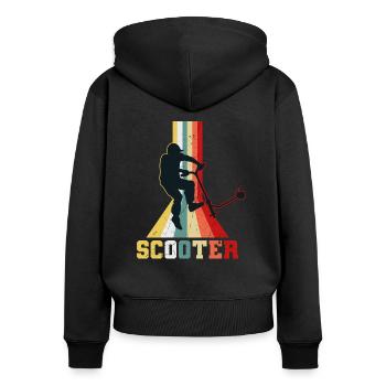 Scooter - Frauen Premium Bio Zip Hoodie - Schwarz - Hinten - Julia (174cm)