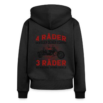 Trike - Frauen Premium Bio Zip Hoodie - Schwarz - Hinten - Julia (174cm)