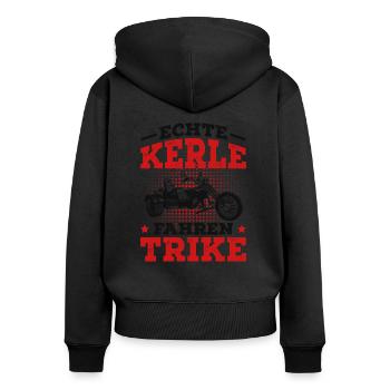 Trike - Frauen Premium Bio Zip Hoodie - Schwarz - Hinten - Julia (174cm)