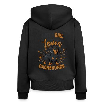 teckel - Sweat à capuche zippé Premium bio Femme - noir - Dos - Julia (174cm)